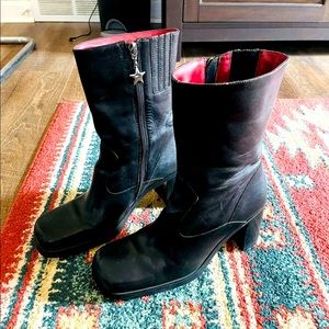 Authentic Vintage Leather Square Toe Star Zip Tommy Hilfiger Boots Size 9.5 EUC